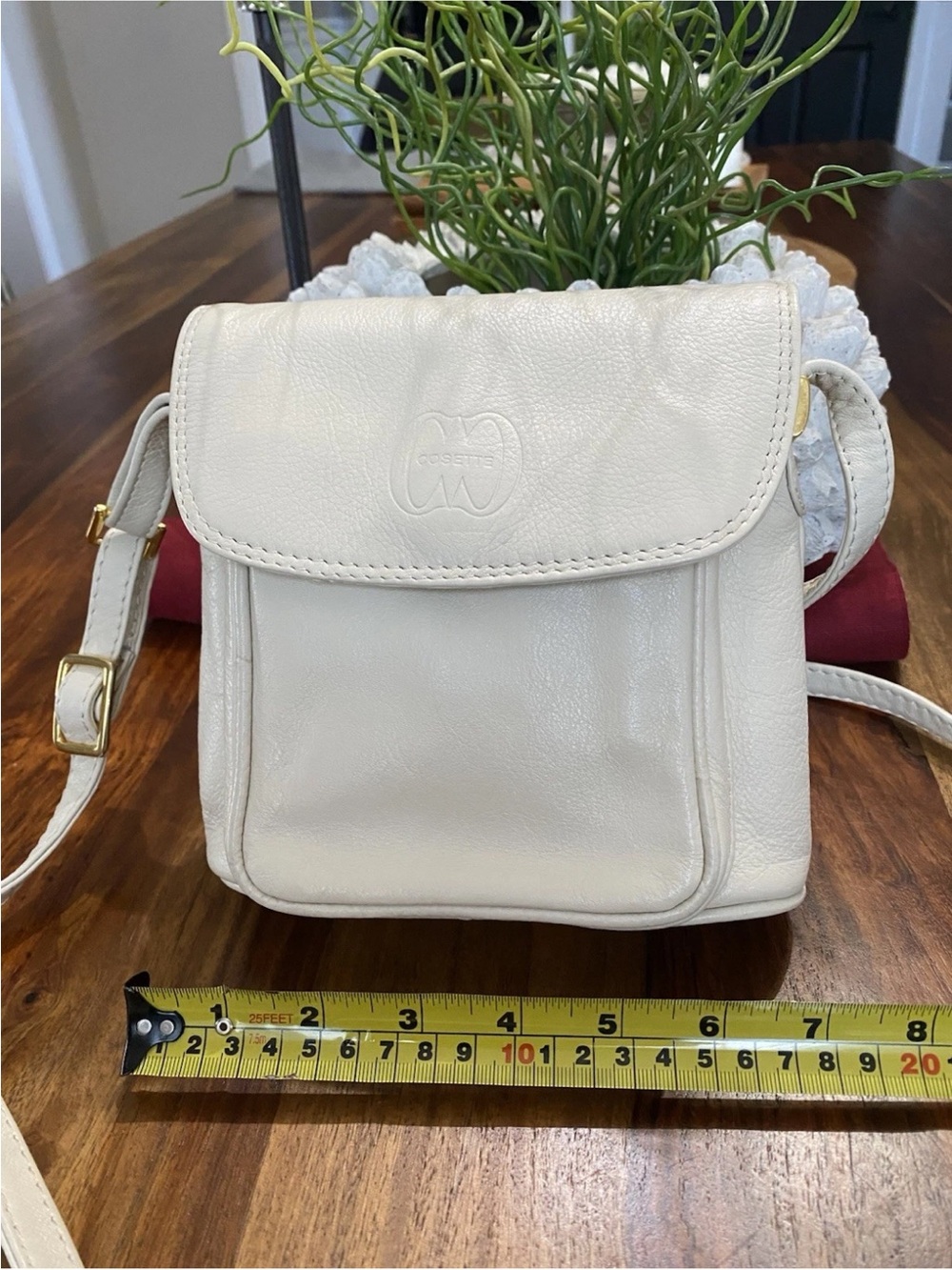 Compact White Leather Crossbody Bag with Flap
